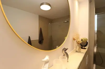 Ein Badezimmer in der Unterkunft Birkenhof App 18