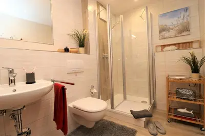 Ein Badezimmer in der Unterkunft Birkenhof App 26, 