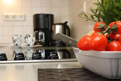 Küche/Küchenzeile in der Unterkunft Birkenhof App 47