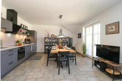 Küche/Küchenzeile in der Unterkunft Birkenhof App 72