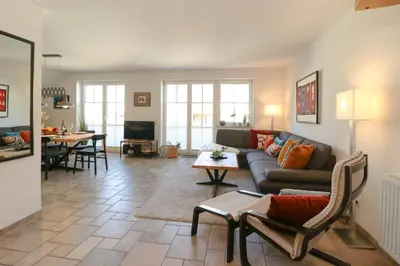 Ein Sitzbereich in der Unterkunft Birkenhof App 72