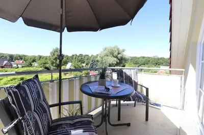 Ein Balkon oder eine Terrasse in der Unterkunft Wohnpark Strandstraße App 08