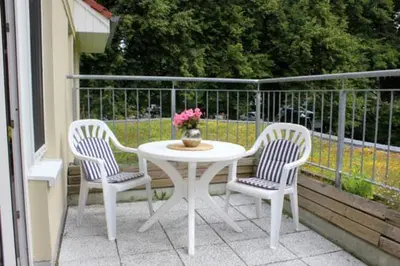 Ein Balkon oder eine Terrasse in der Unterkunft Wohnpark Strandstraße App 11