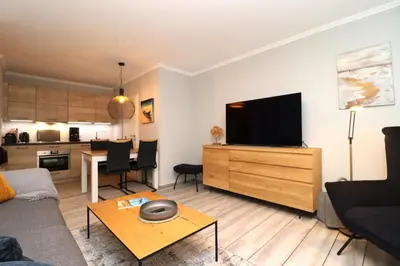 TV/Unterhaltungsangebot in der Unterkunft Oewern Diek Appartement 41